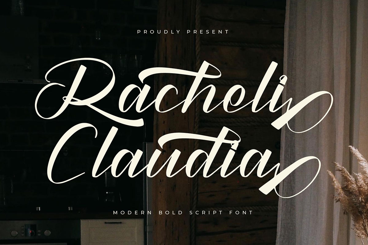 Racheli Claudia - Modern Bold Script Font rendition image