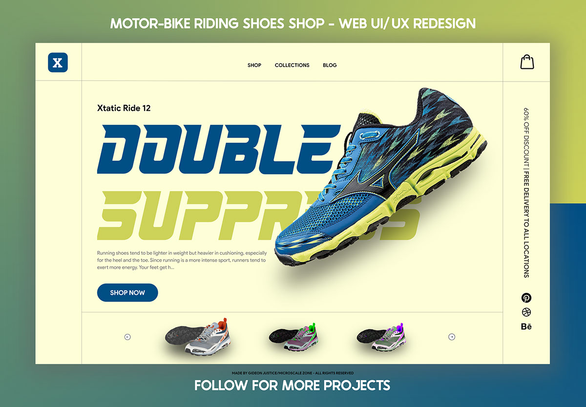 Motorbike Sneakers Website rendition image