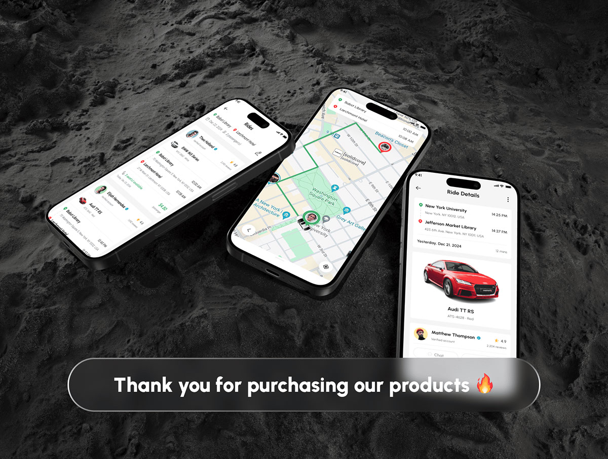 JoyRide - Ride-Sharing App UI Kit rendition image