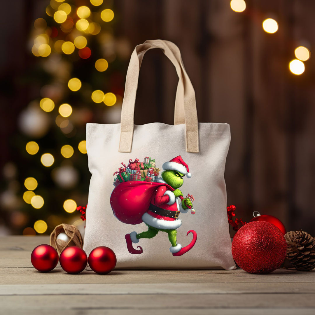 Grinch Carrying Christmas Presents rendition image