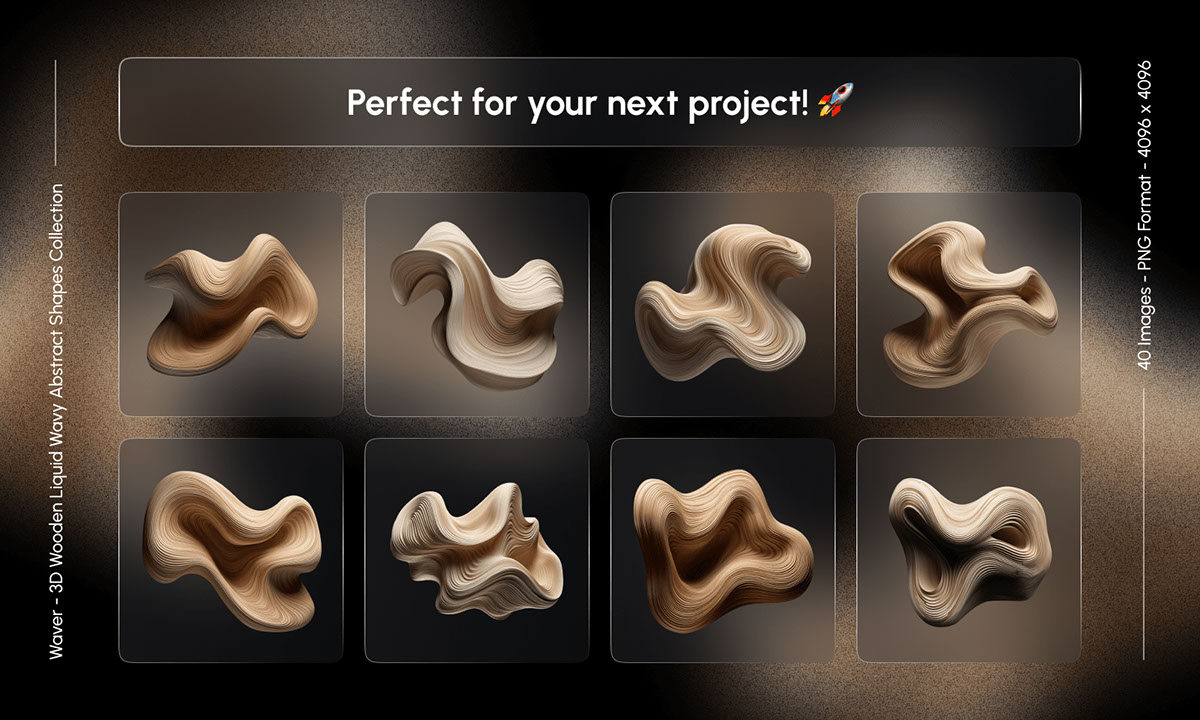 Waver - 3D Wooden Liquid Wavy Abstract Shapes Collection rendition image