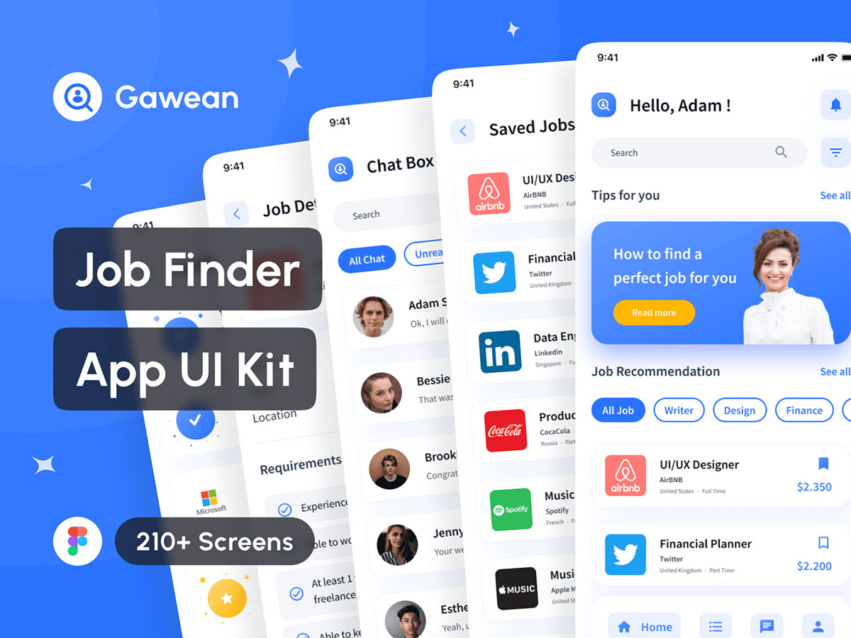 Gawean - Job Finder App UI Kit rendition image