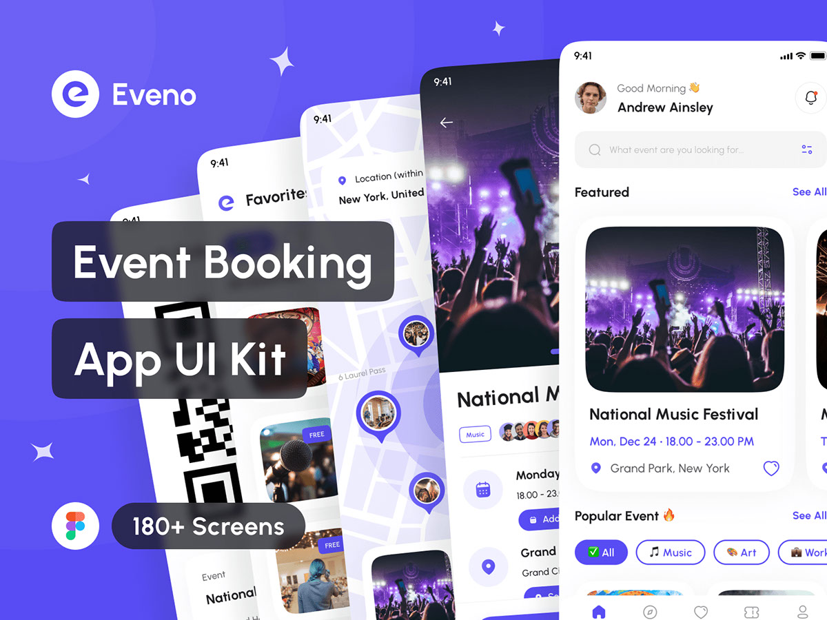 Eveno - Event Booking App UI Kit rendition image