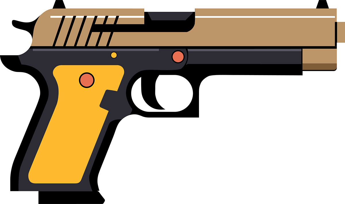 Handgun weapon icon vector illustration rendition image