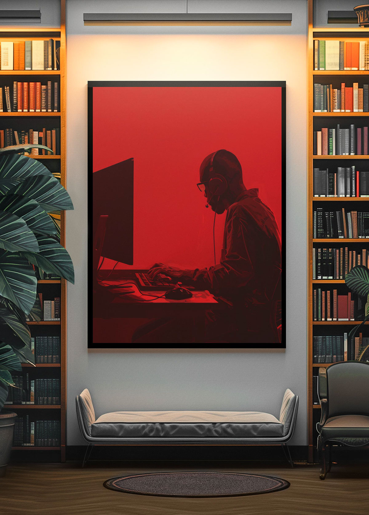 minimalist-photorealistic-art-red-headset rendition image