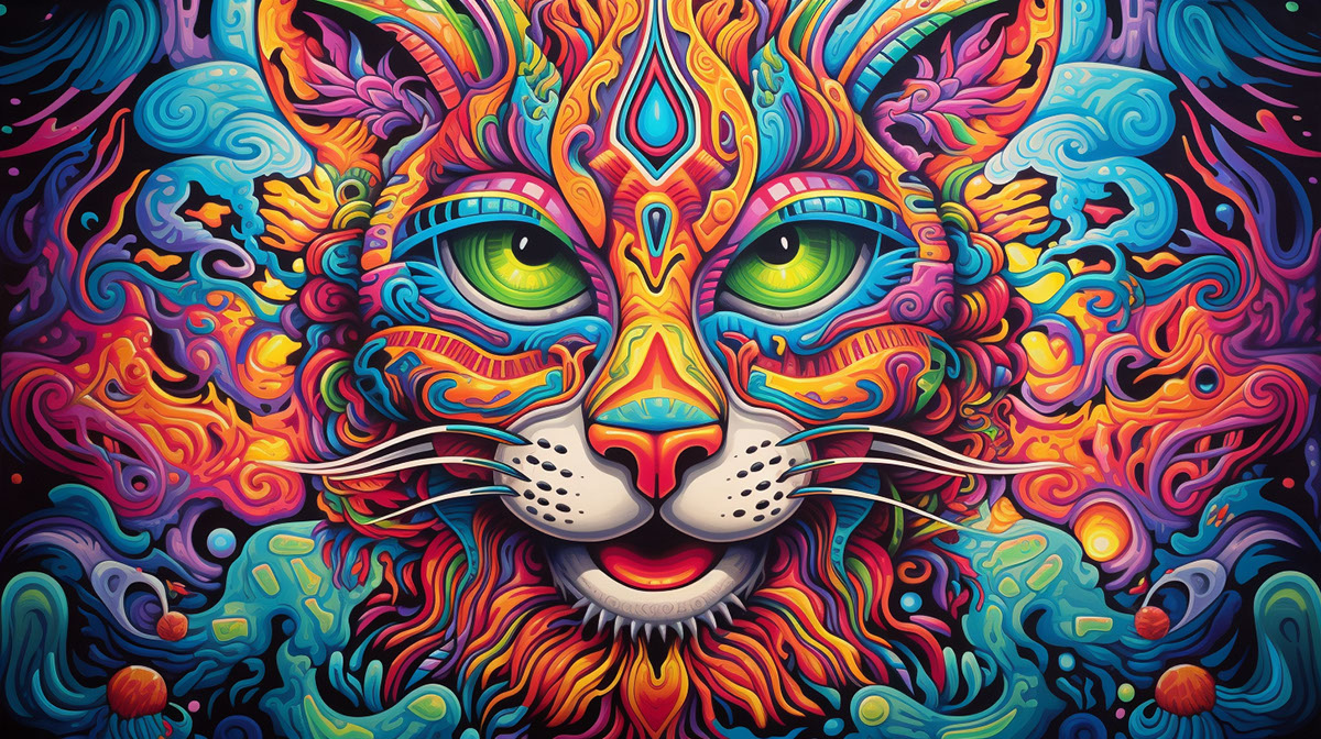 Psychedelic Cat 5 rendition image