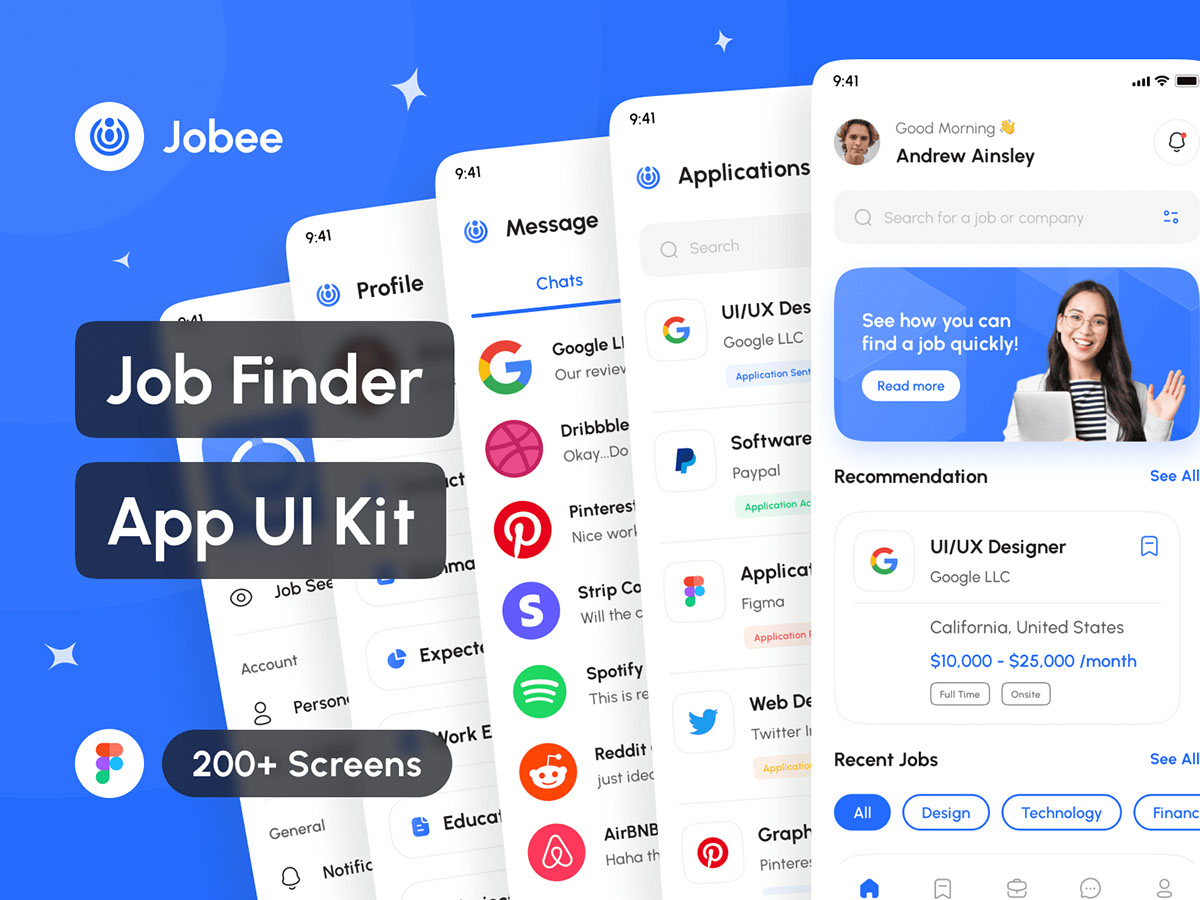 Jobee - Job Finder App UI Kit rendition image