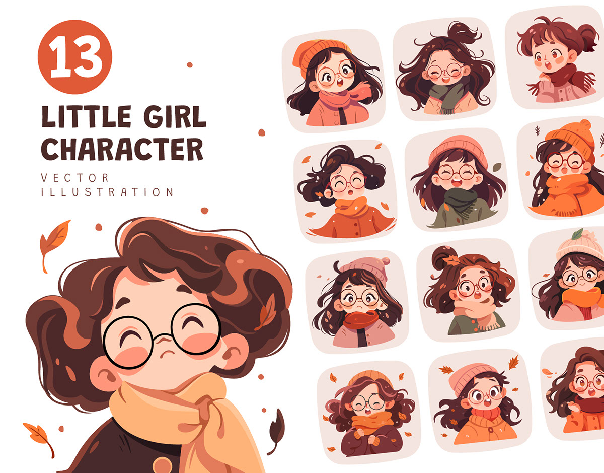 Little Girl Character Set rendition image