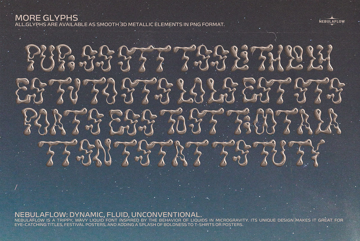 The Nebula Flow Font and 3D Letters rendition image