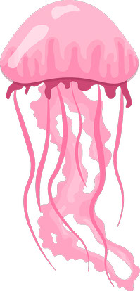 Pink Vector Jellyfish on White Background