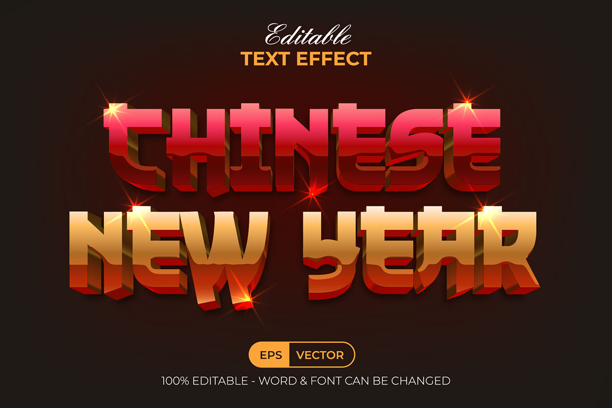Text Effect Golden Chinese New Year rendition image