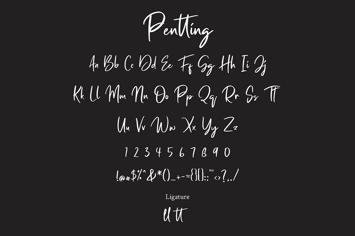 Pentting Modern Script Font rendition image