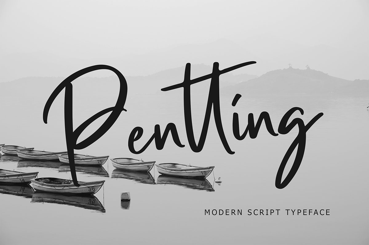 Pentting Modern Script Font rendition image