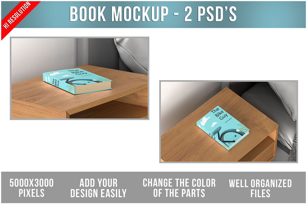 Book on the bedside table Mockup rendition image