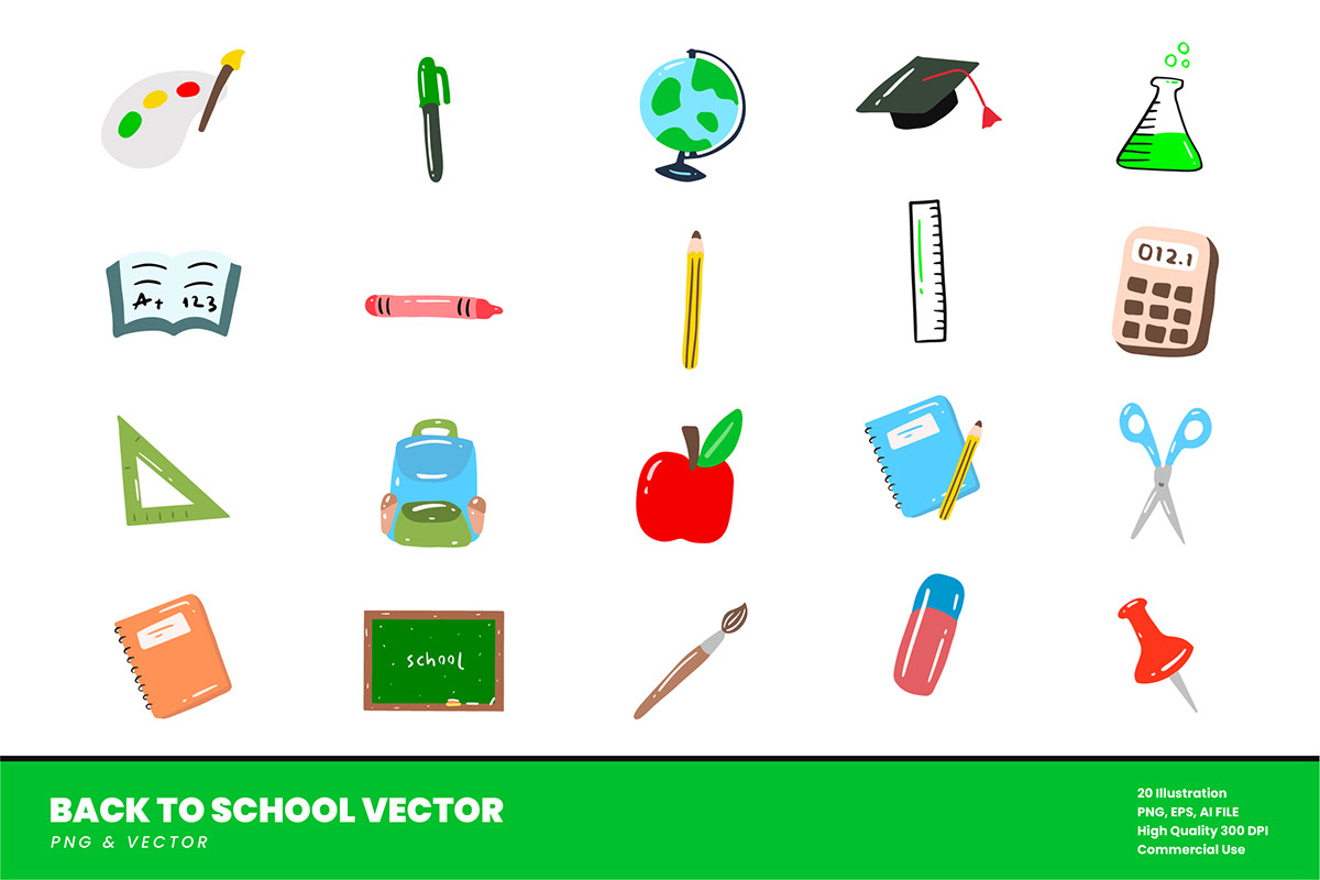 20 Back to School Vector rendition image