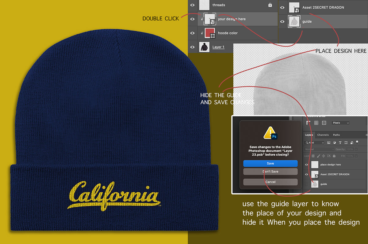 Beanie Mockup PSD hat Template rendition image