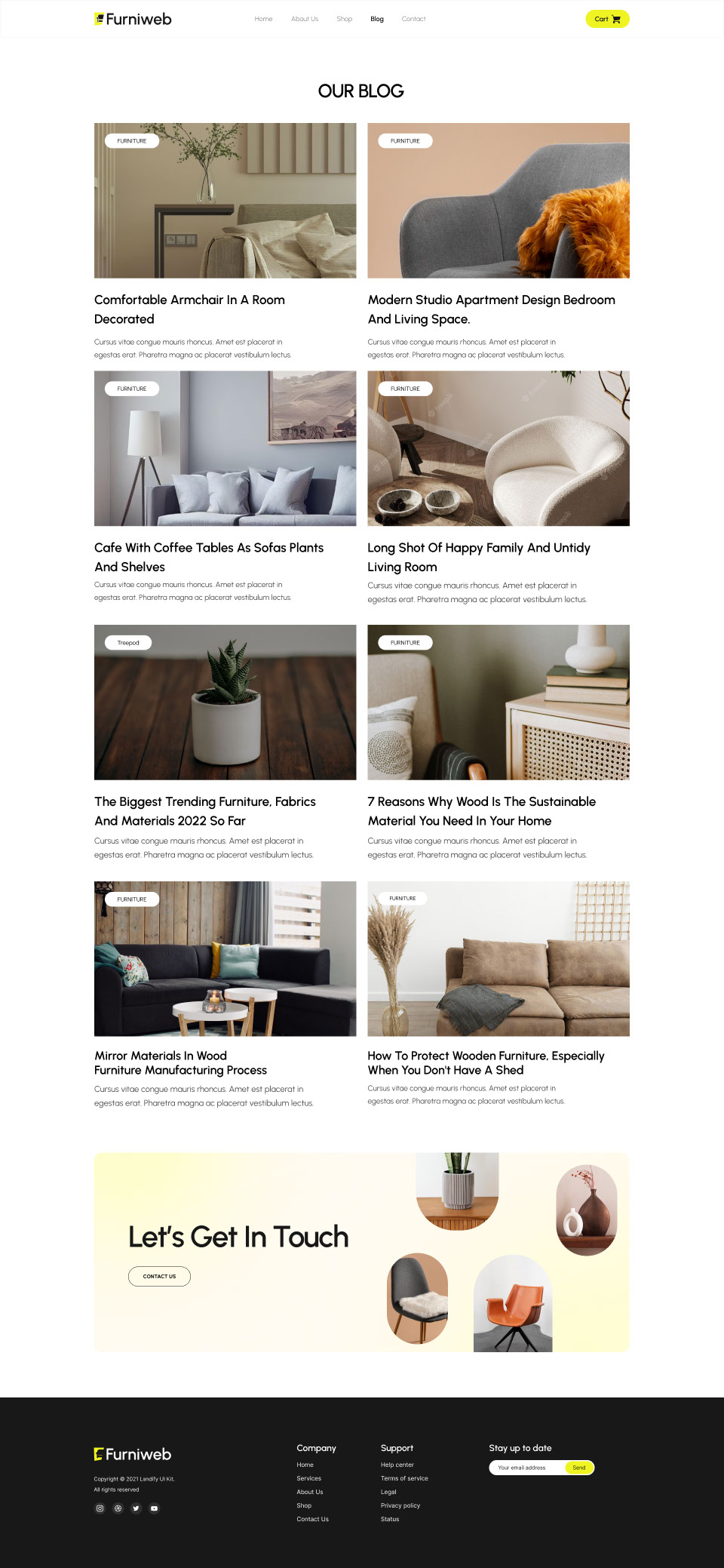 Furniture Ecommerce Landing Page UI Design rendition image