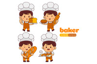Kids Boy Baker Profession Vector Pack