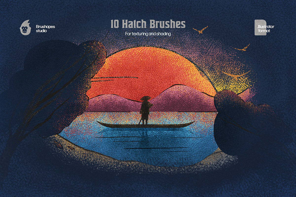 Hatch Master Illustrator Brushes rendition image