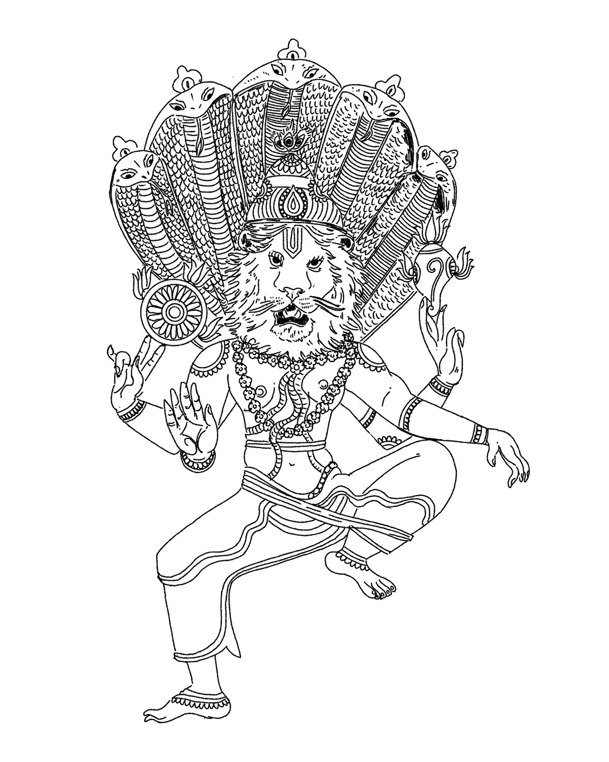 Narasimha Coloring Sheet rendition image