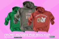 front Hoodie Mockup PSD template POD suitable