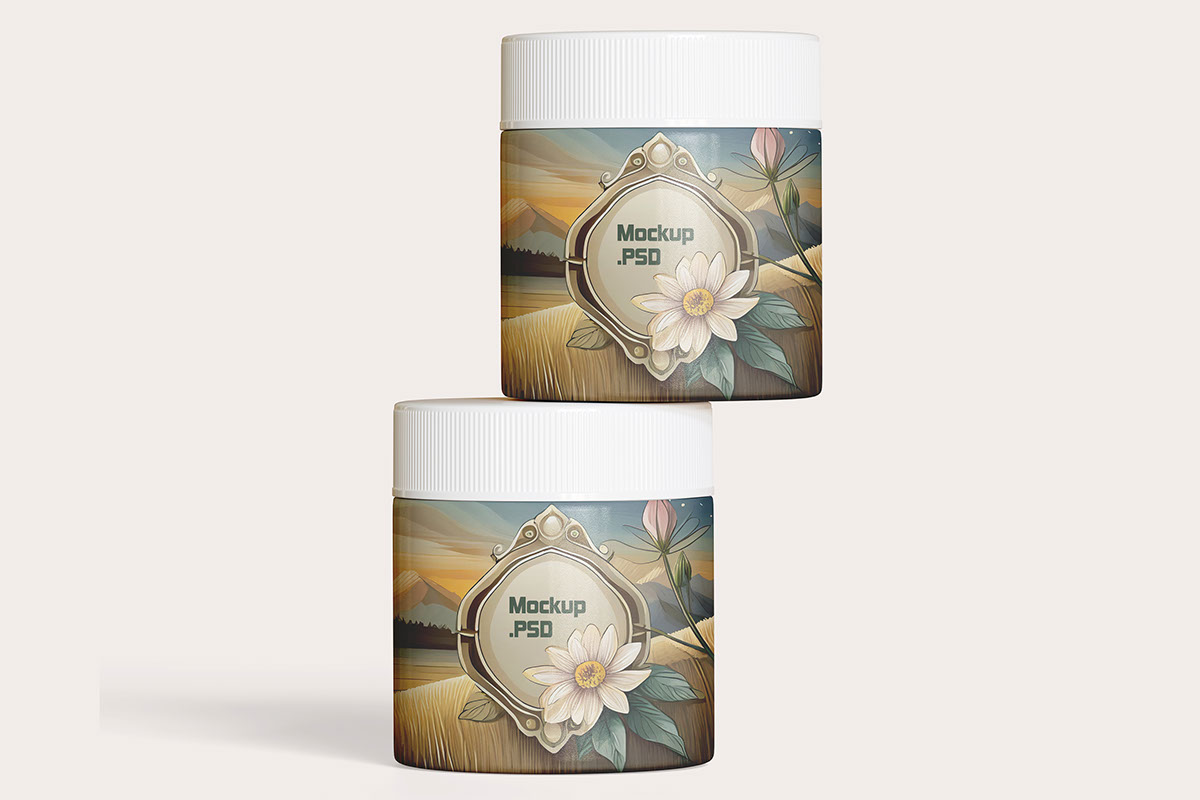 Packaging jar cosmetic mockup editable rendition image