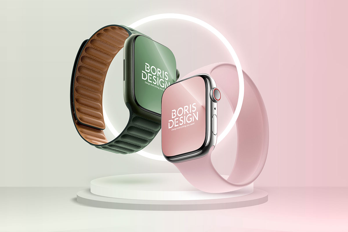 Free PSD Apple Watch Series 7 mockup rendition image