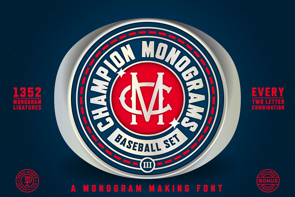 Champion Monograms Font Baseball Set 3 rendition image
