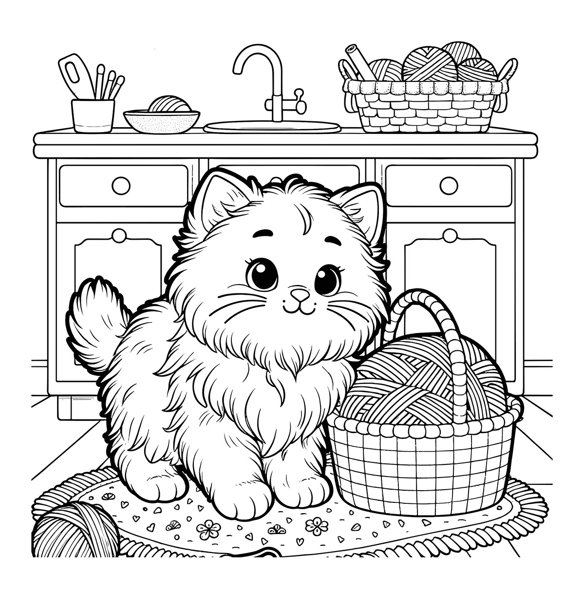 Free Coloring Rendering coloring book cat cozy on Behance :: Behance
