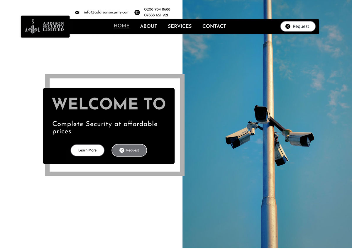Addison Security Web Page Ui Design rendition image