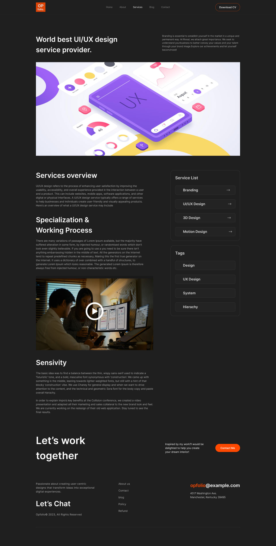 Personal Portfolio Landing Page UI Design rendition image