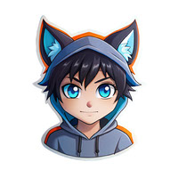 Boy sticker with wolf ears on head