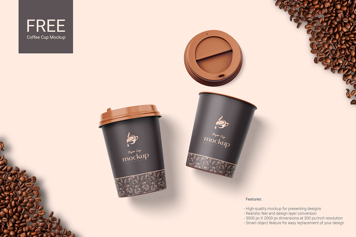 Free Coffee Paper Cup Mockup rendition image
