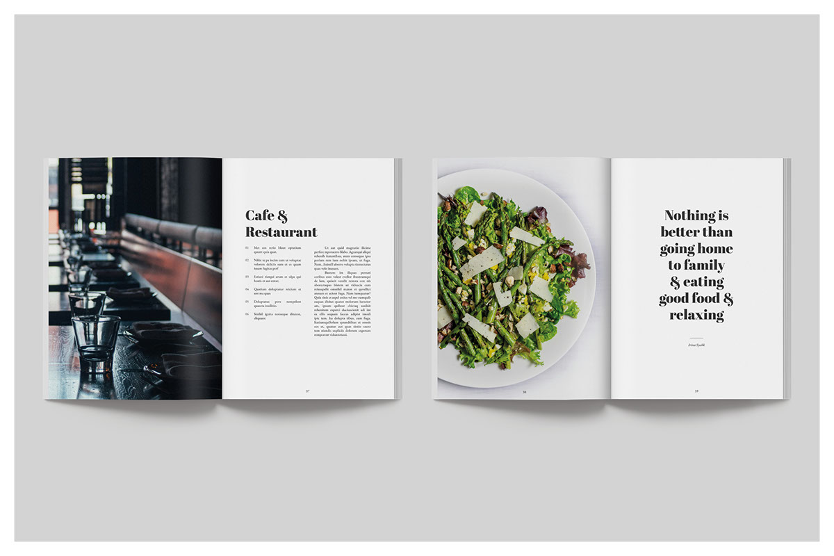 ESENSIAL Food Magazine Cookbook InDesign Canva Template rendition image