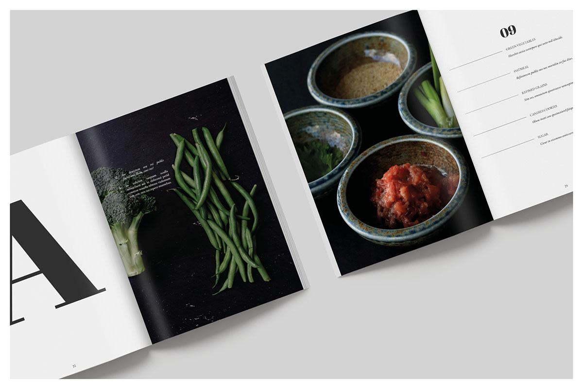 ESENSIAL Food Magazine Cookbook InDesign Canva Template rendition image