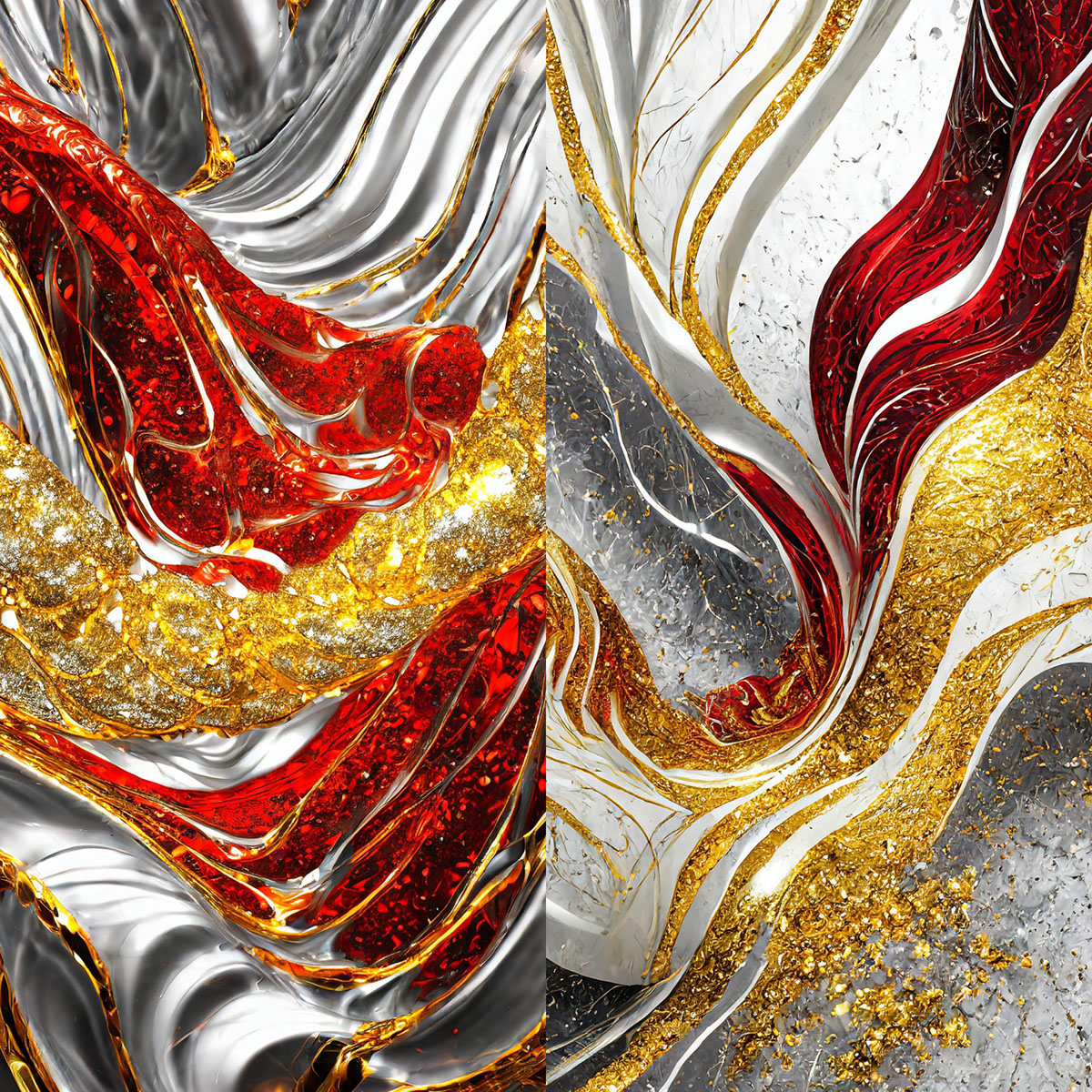 14 3d Red Marble Swirl Gold Metallics rendition image