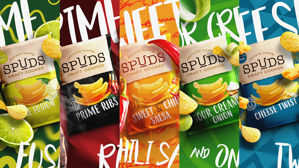 Spuds Potato Chips Packaging rendition image