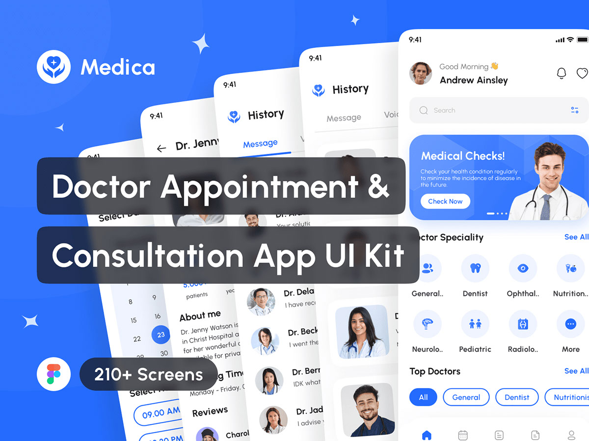 Medica - Online Doctor Appointment and Consultation App UI Kit rendition image