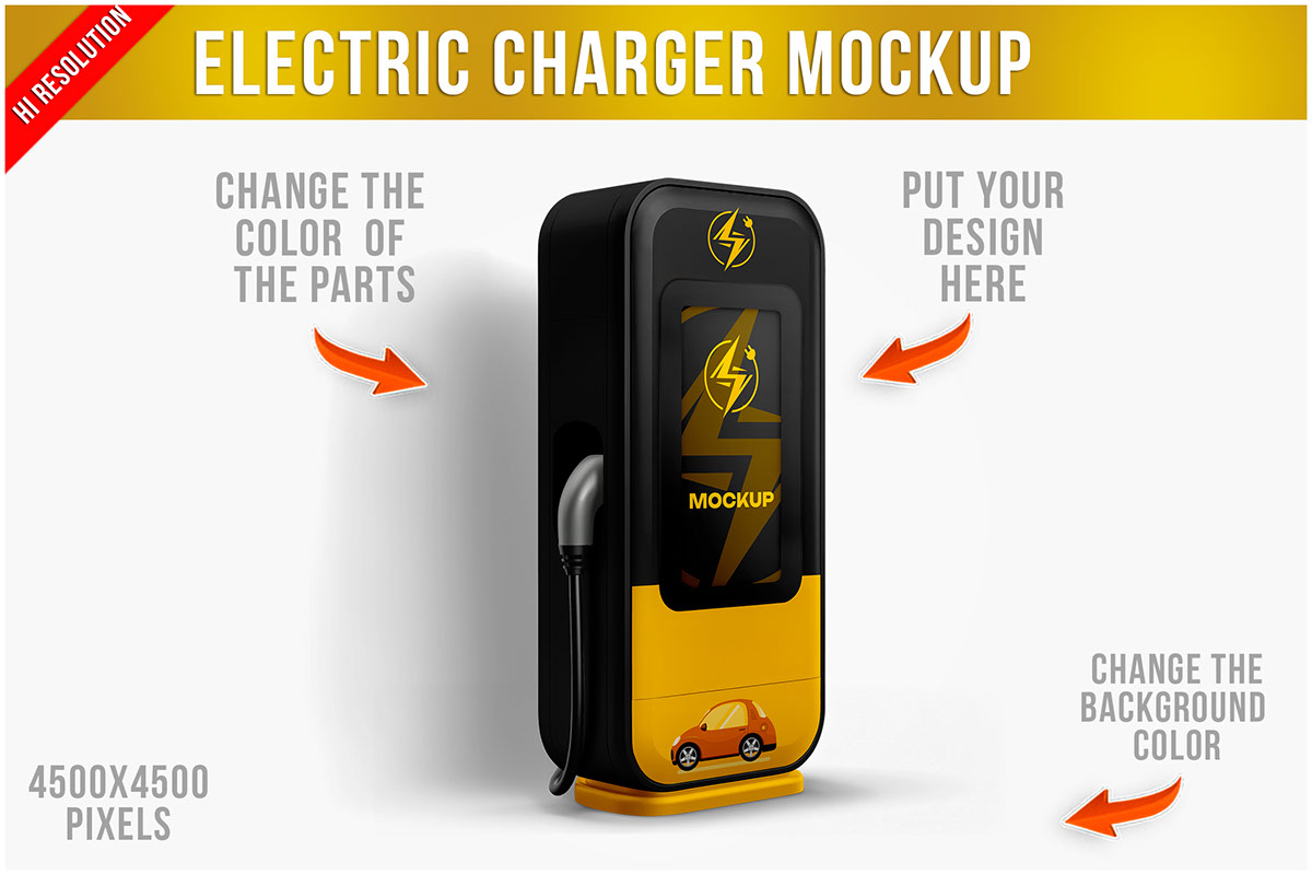Vehicle Electric Charger Mockup rendition image