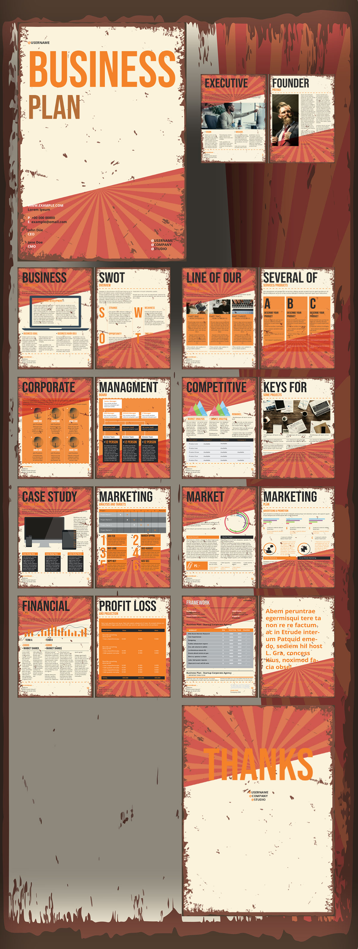 Business Plan Layouts With Vintage Backgrounds rendition image