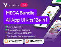 MEGA Bundle 14 in 1 All Categorize Mobile App UI Kits