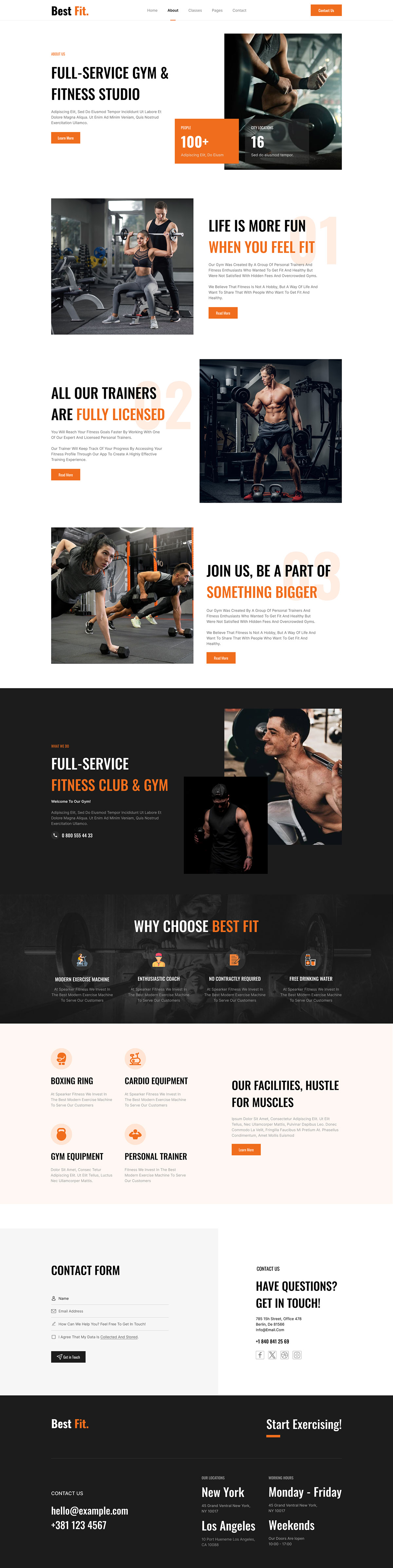 Gym and Fitness Landing Page UI Design rendition image