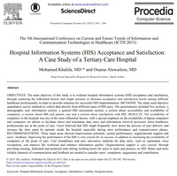 Hospital Information Systems HIS Acceptance and Satisfaction A Case Study of a Tertiary Care Hospital