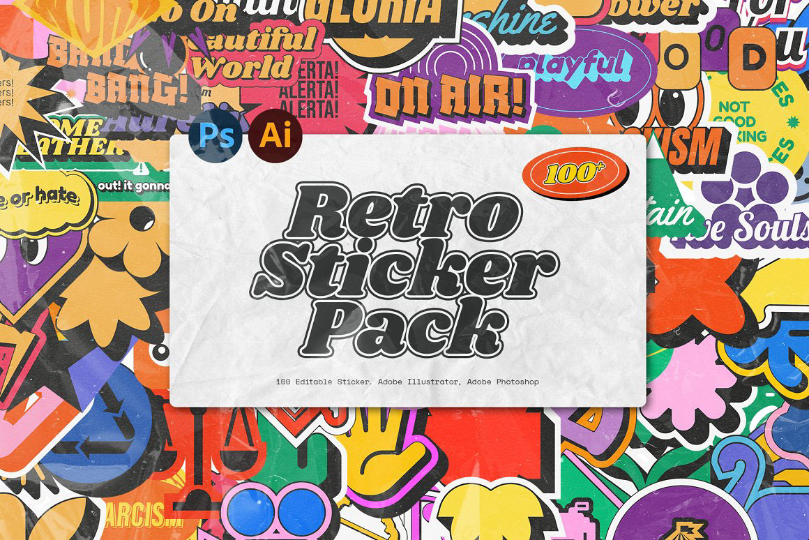 Retro 90s Sticker Pack rendition image