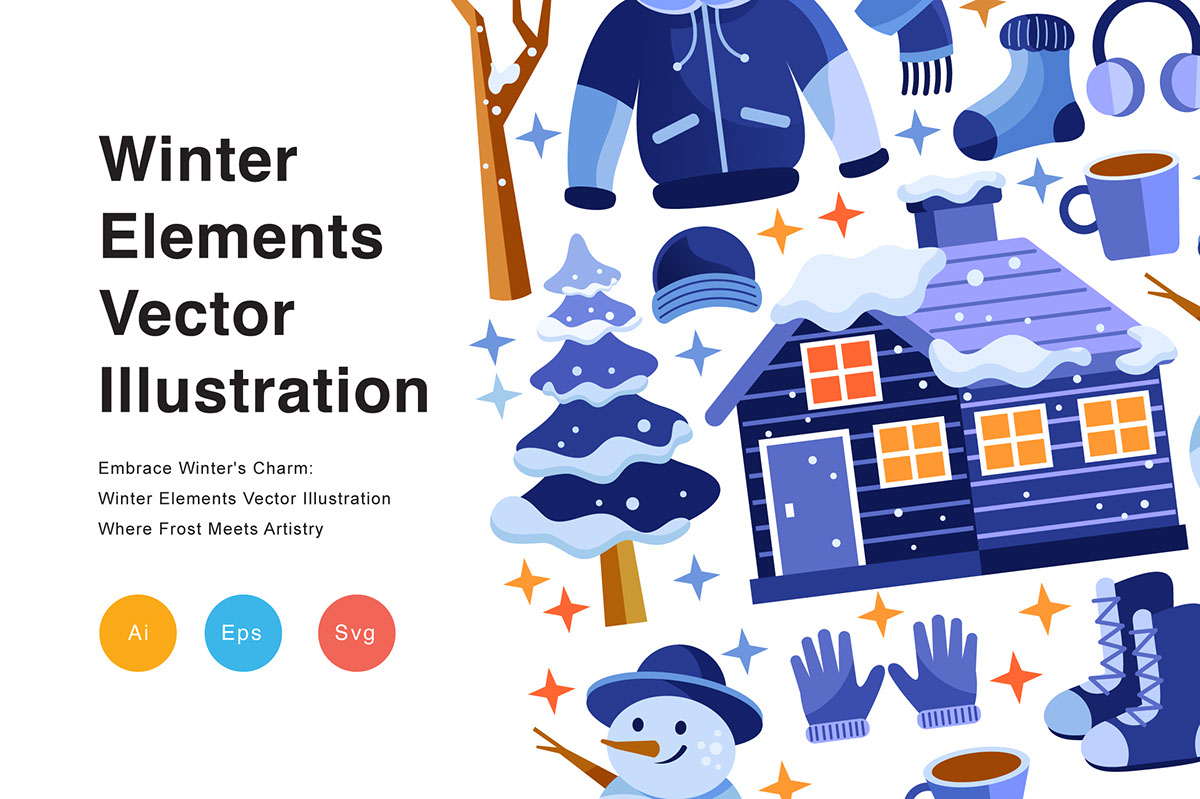 Winter Elements Vector Illustration rendition image
