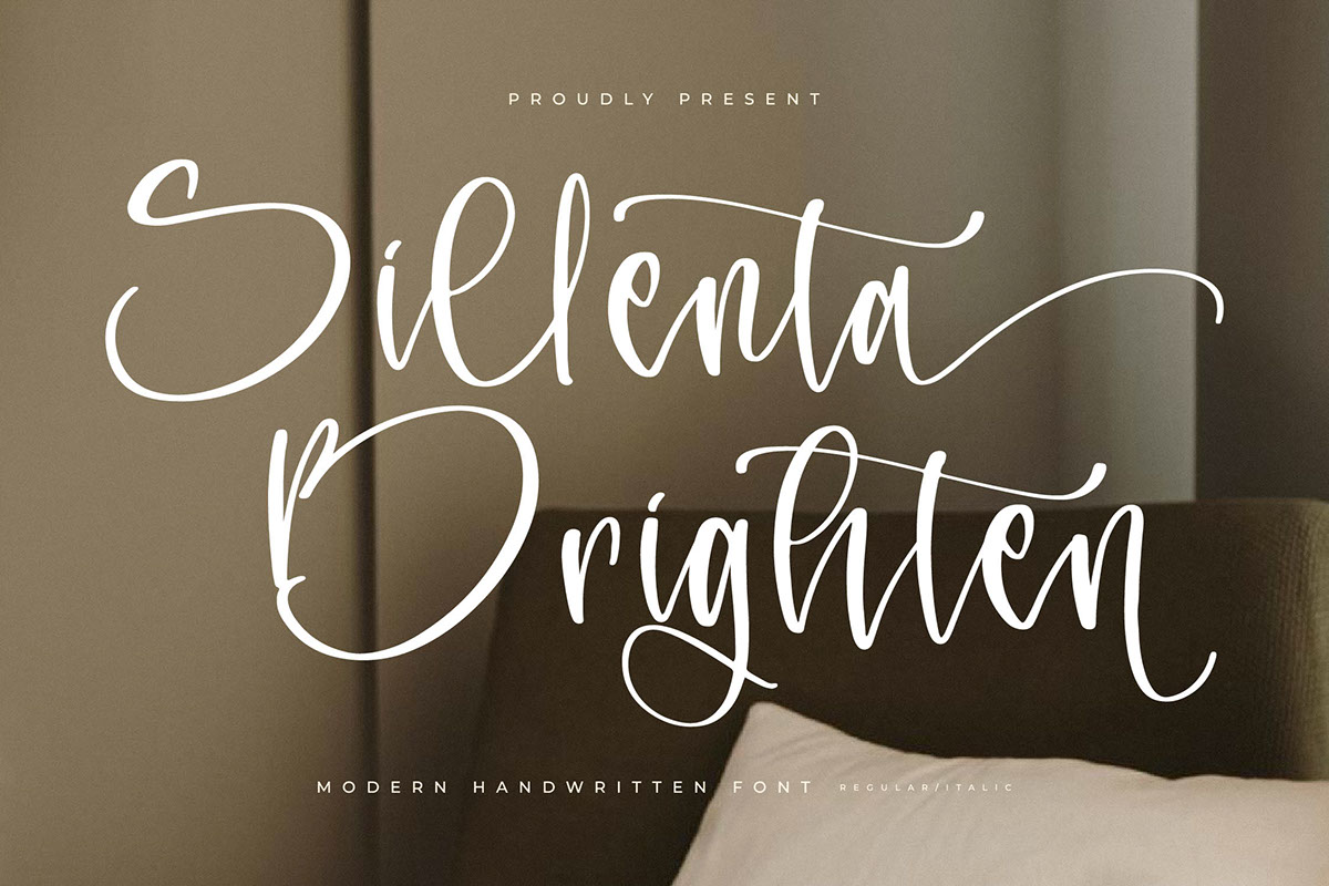Sillenta Brighten - Modern Handwritten Font rendition image