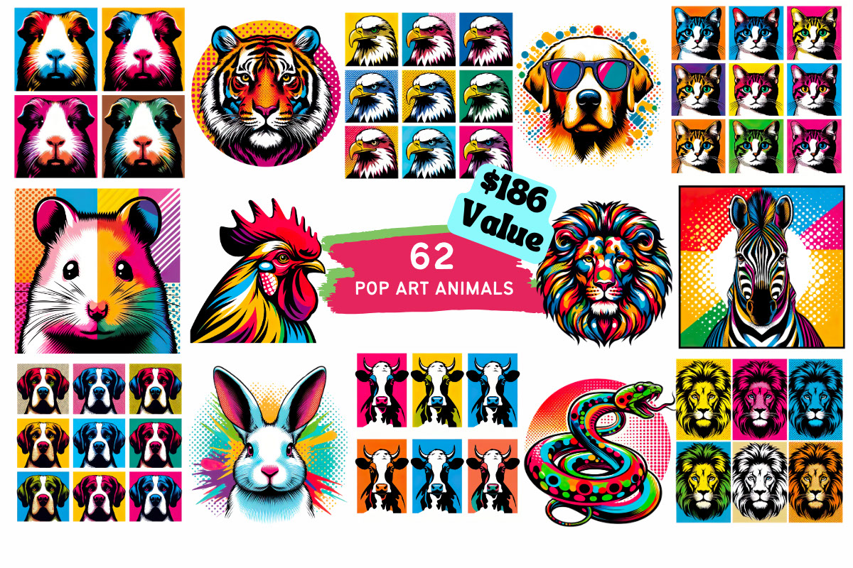Pop Art Animals Bundle 1 rendition image