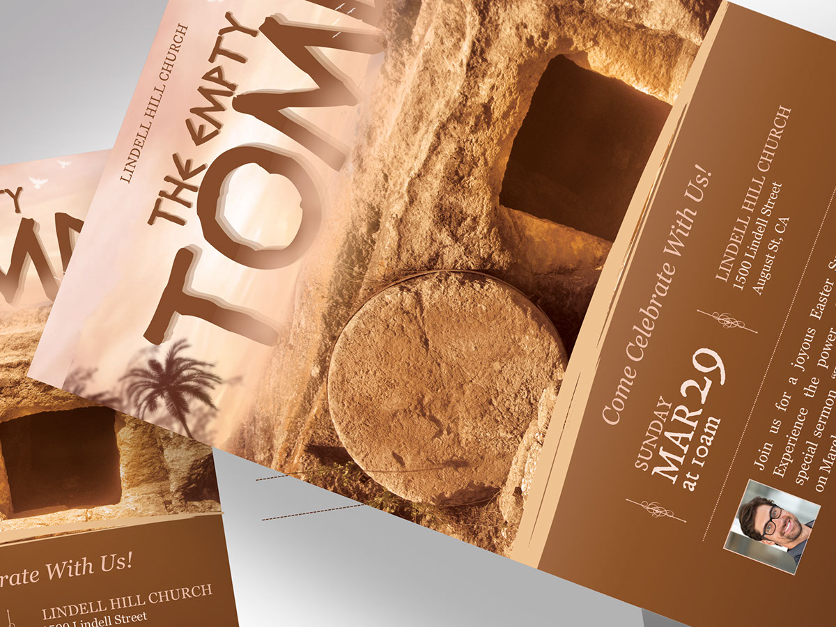 Empty Tomb Easter Church Postcard Template rendition image