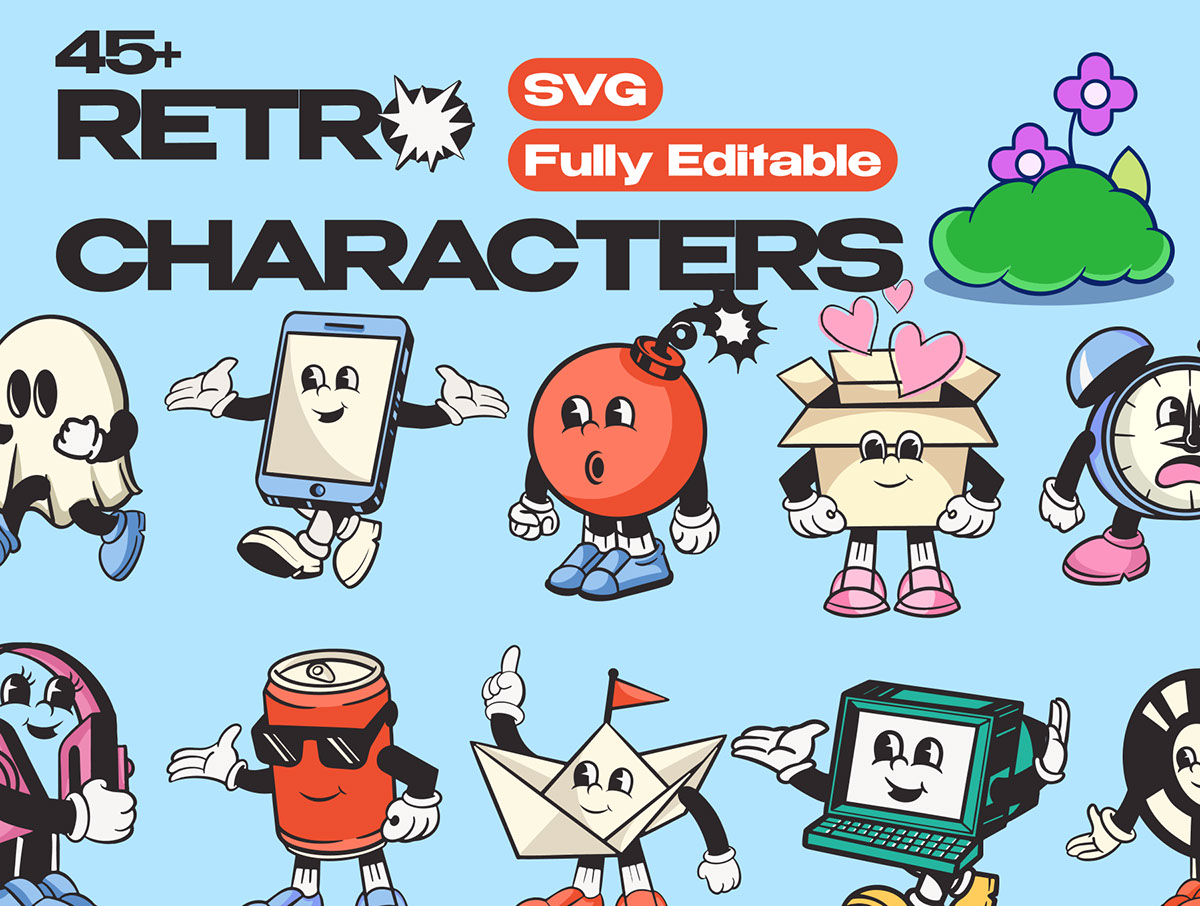 RETRO CHARACTERS rendition image