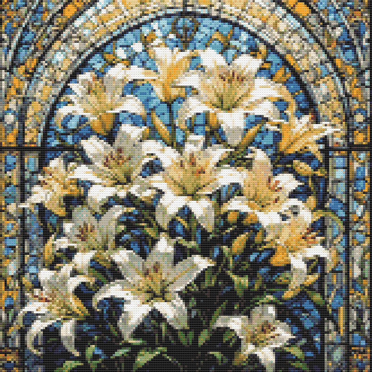 Lilies and Stained Glass rendition image